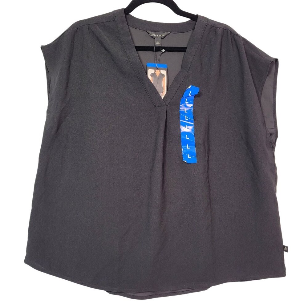 Banana Republic Women's Black Short Sleeve V-Neck Blouse Size Large New